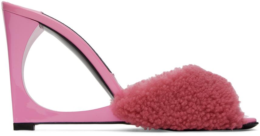 Les Petits Joueurs Pink Lola Teddy Heeled Sandals