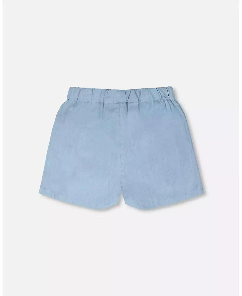 Deux par Deux Toddler Girls Blue Chambray Shorts 4
