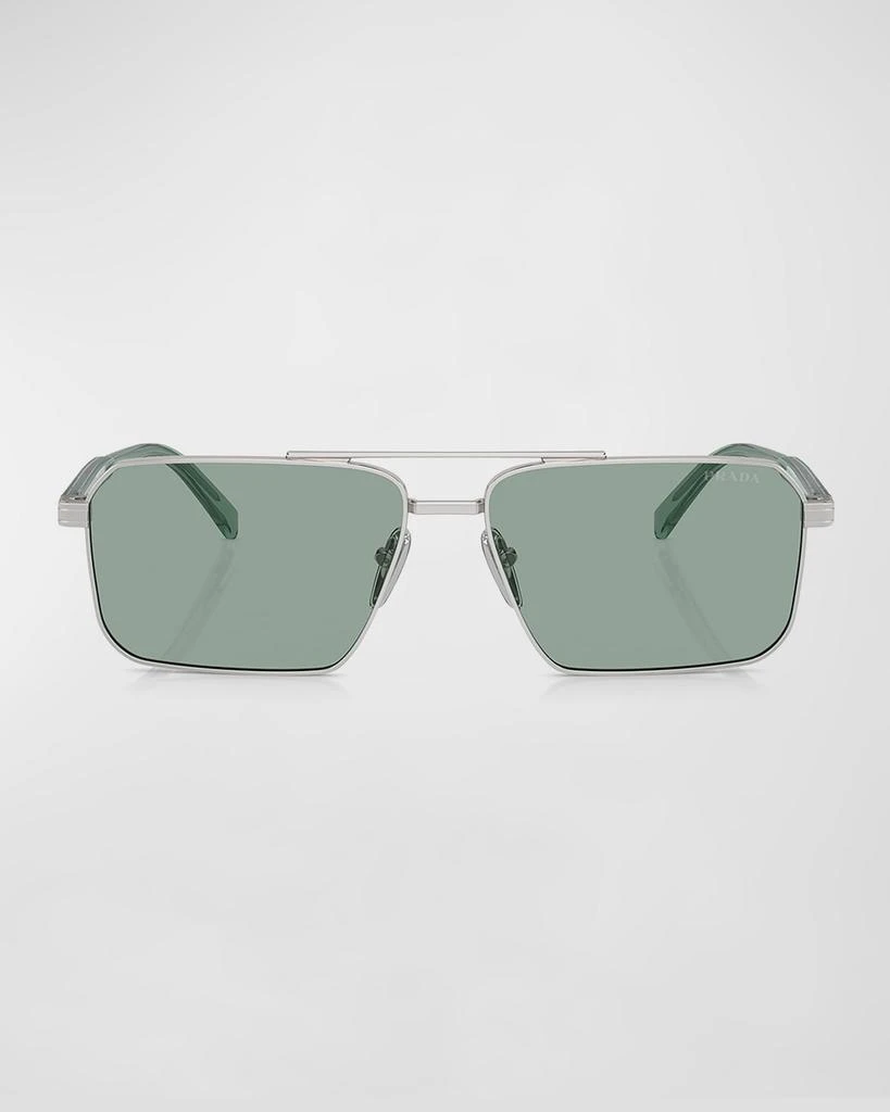 Prada Men's Double-Bridge Metal Square Sunglasses 3