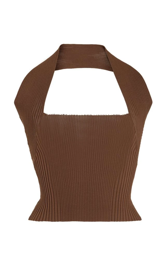 BY MALENE BIRGER By Malene Birger - Cropped Ribbed-Knit Halter Top - Brown - S - Moda Operandi 1