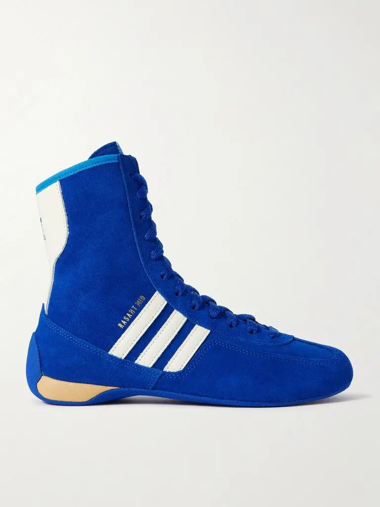 Adidas Rasant Mid Leather-trimmed Suede Sneakers - Royal blue