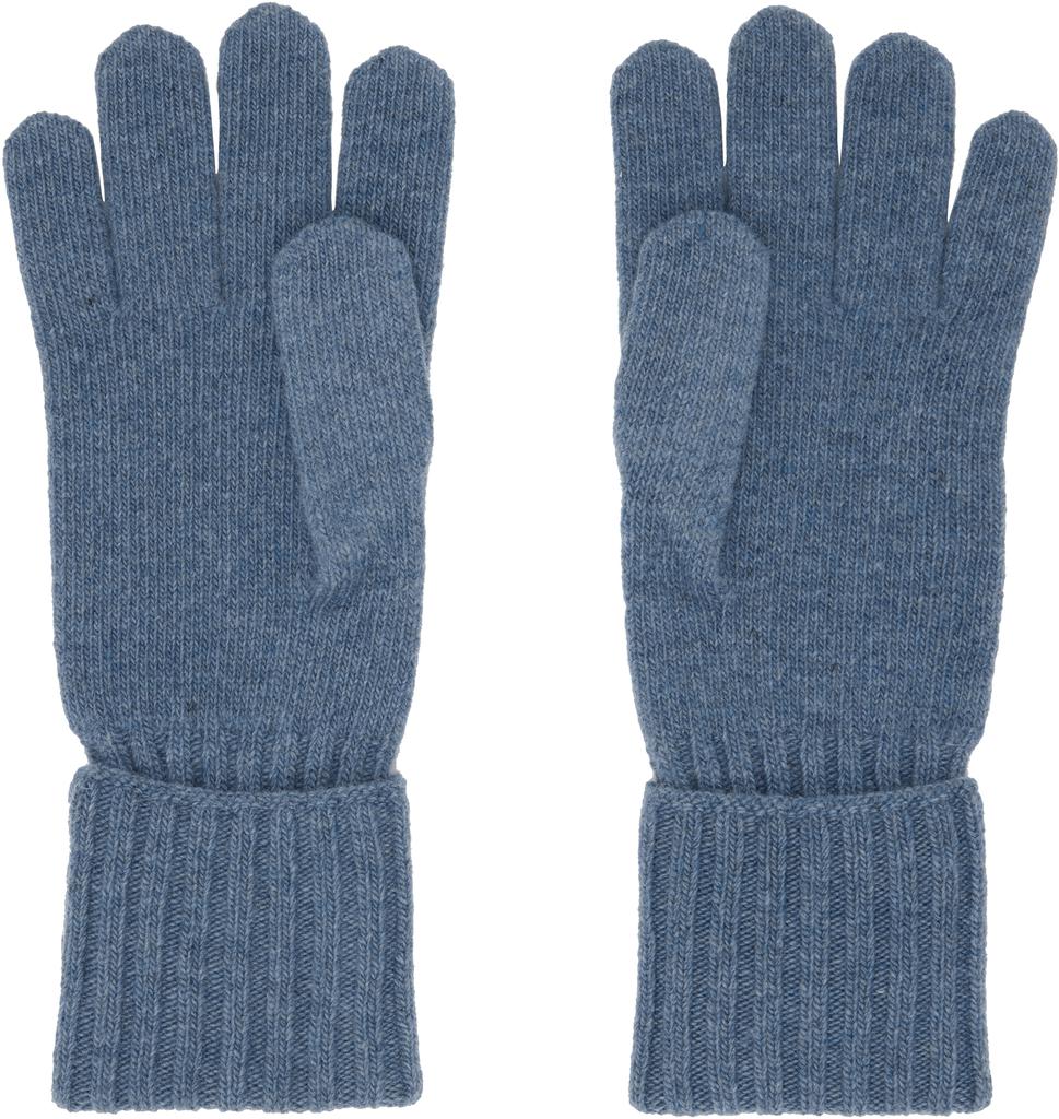 MM6 Blue Wool-Blend Knit Gloves