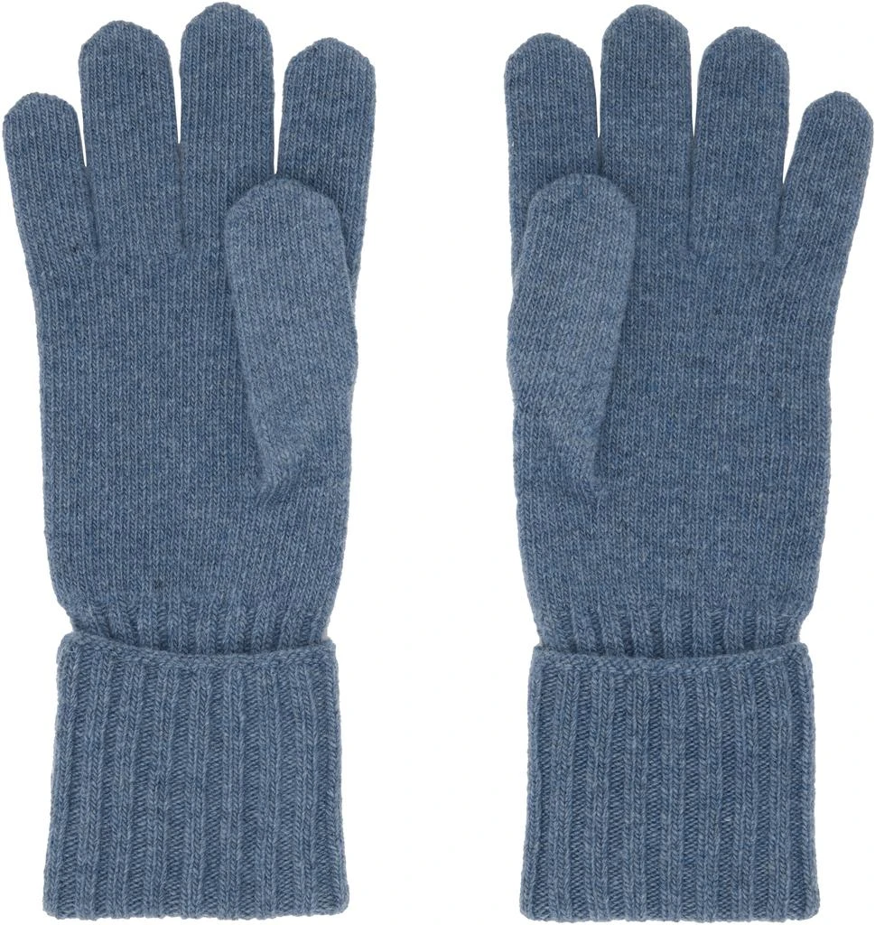 MM6 Blue Wool-Blend Knit Gloves 2