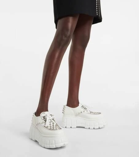 Miu Miu Embellished leather platform derby shoes 4