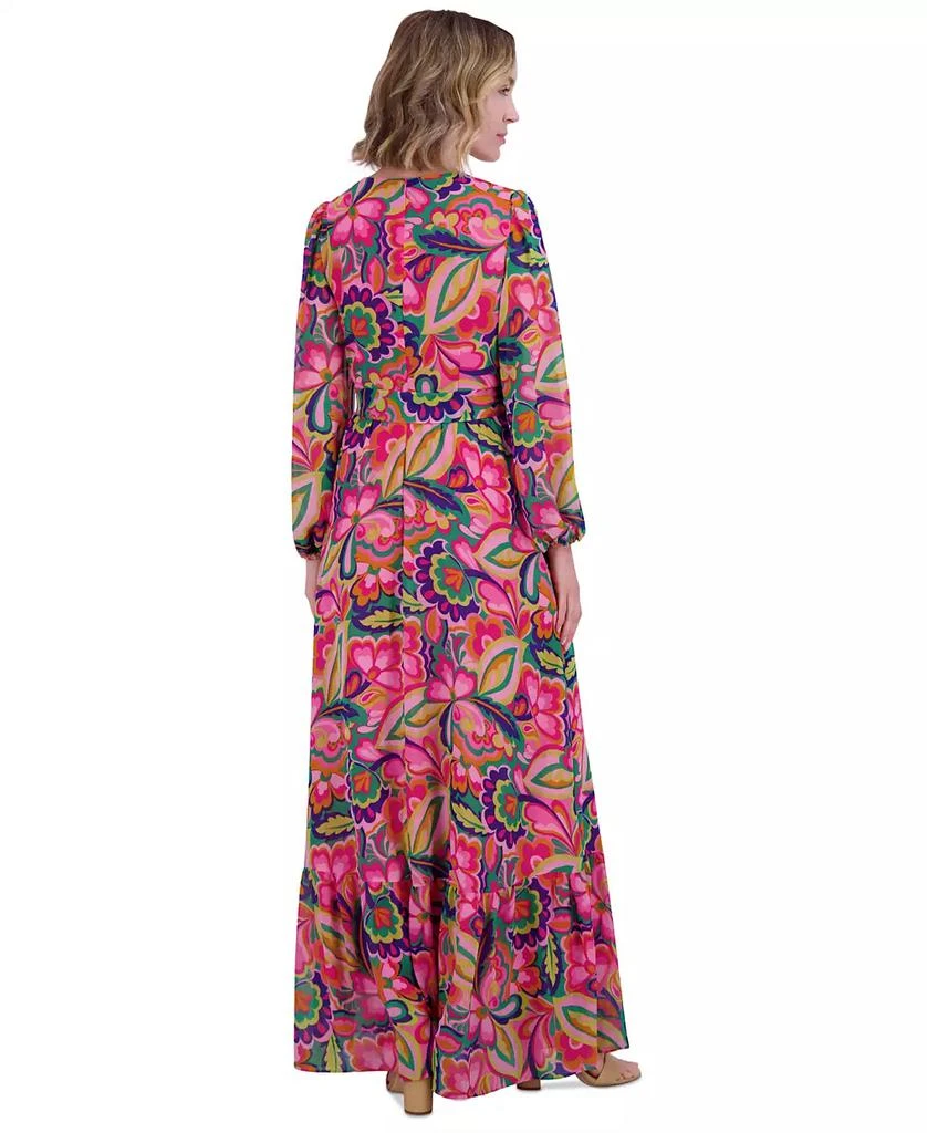 Jessica Howard Women's Printed Tie-Waist Blouson-Sleeve Maxi Dress 2