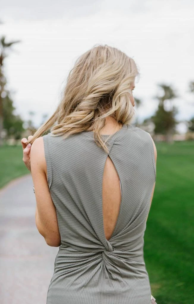 B Collection by Bobeau Lyla Twist Back Knit Dress In Olive 2