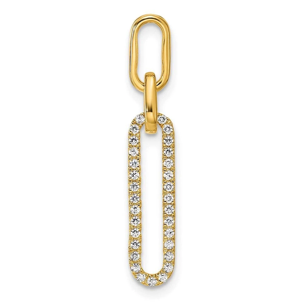 Diamond2Deal 14k Yellow Gold Polished 1/6 carat Diamond Paperclip Link Pendant