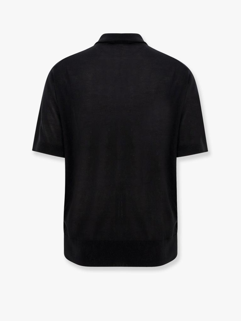LANEUS Knitted polo shirt with ribbed profiles