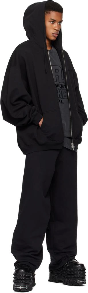 Vetements Black Embroidered Logo Oversized Zip-Up Hoodie 4