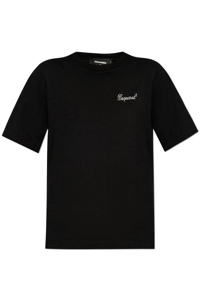 DSQUARED2 Dsquared2 Logo Rhinestone Embellished Crewneck T-Shirt 1