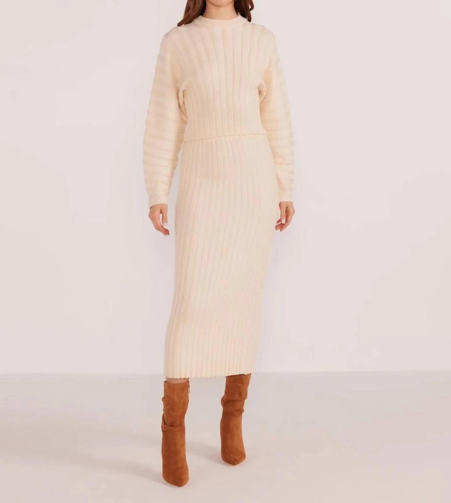 MINKPINK Layla Ribbed Skirt In White 1