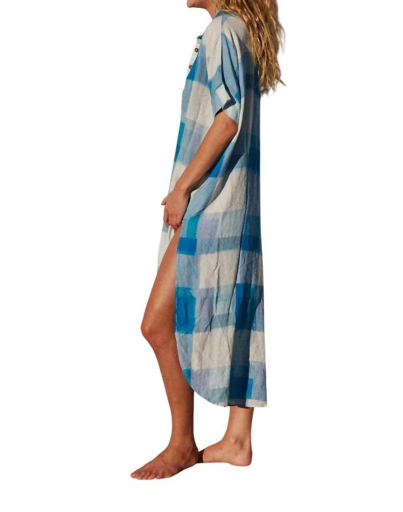 Jen's Pirate Booty Ocean Front Buttondown Midi Dress In Blue Polite