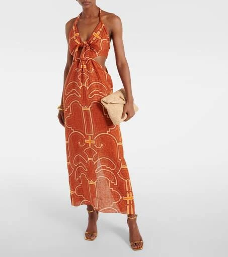 JOHANNA ORTIZ Printed cutout linen maxi dress 2
