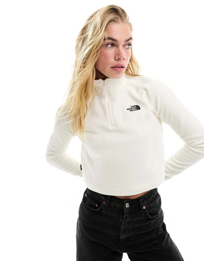The North Face The North Face Glacier 1/4 zip logo fleece in off white 1