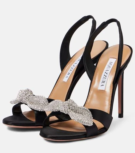 Aquazzura Very Bow Tie 105 embellished satin sandals 5