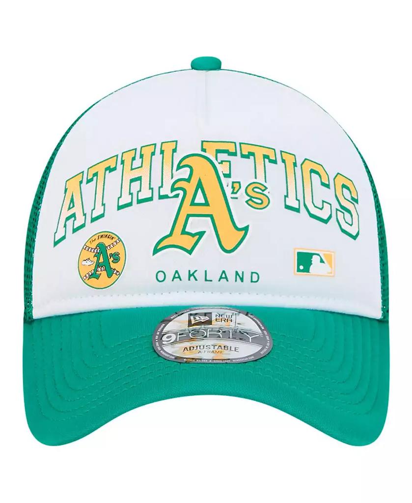 New Era Men's White Oakland Athletics Retro Wordmark 9FORTY A-Frame Trucker Adjustable Hat