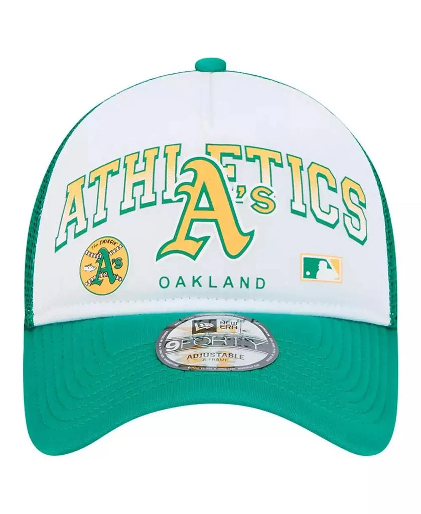 New Era Men's White Oakland Athletics Retro Wordmark 9FORTY A-Frame Trucker Adjustable Hat 2