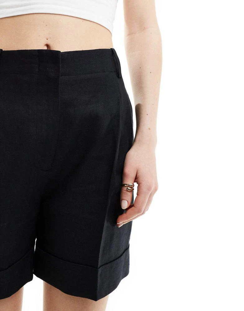 & Other Stories & Other Stories tailored linen shorts in black 4