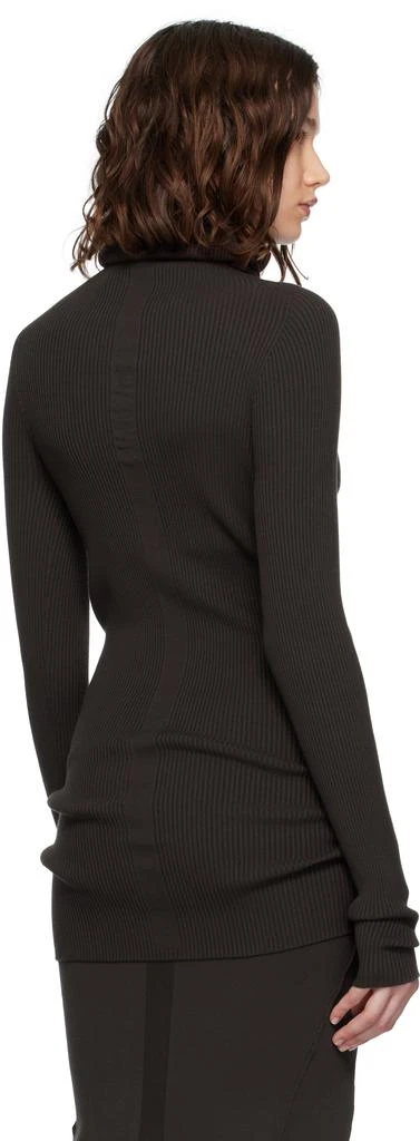 Rick Owens Brown Concordians Ribbed Knit Tube Turtleneck 3