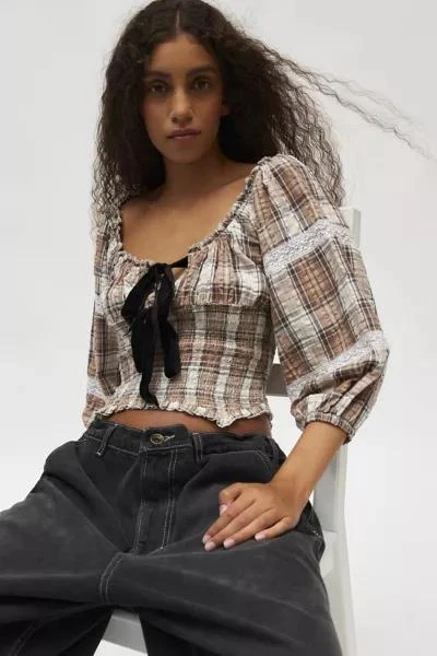 Kimchi Blue Kimchi Blue Marley Long Sleeve Check Blouse 4