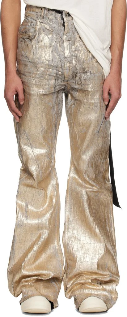 Rick Owens Gold Hollywood Bolan Bootcut Jeans 1