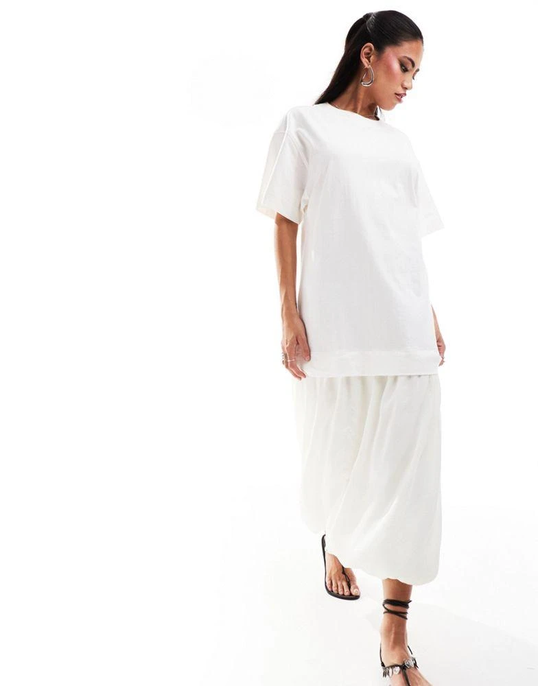 Shop ASOS DESIGN oversized t shirt midi dress with bubble hem in white on  Sale at BeyondStyle  Get 16% Off ASOS DESIGN oversized t shirt midi dress  with bubble hem in