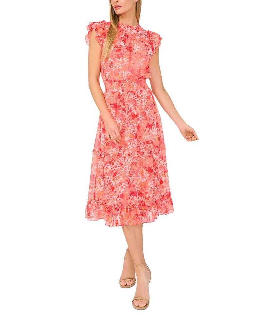 CeCe Flutter Sleeve Smocked Dress 1