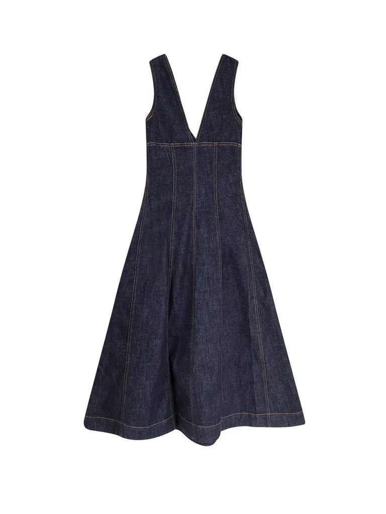 knee length dresses for ladies Indigo Denim Midi Dress  self-portrait