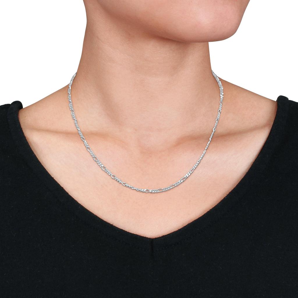 Mimi & Max 2.2mm Figaro Chain Necklace in Sterling Silver