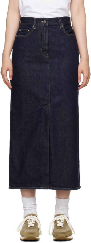 Loulou Studio Indigo Rona Denim Midi Skirt