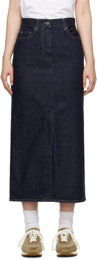 Loulou Studio Indigo Rona Denim Midi Skirt 1