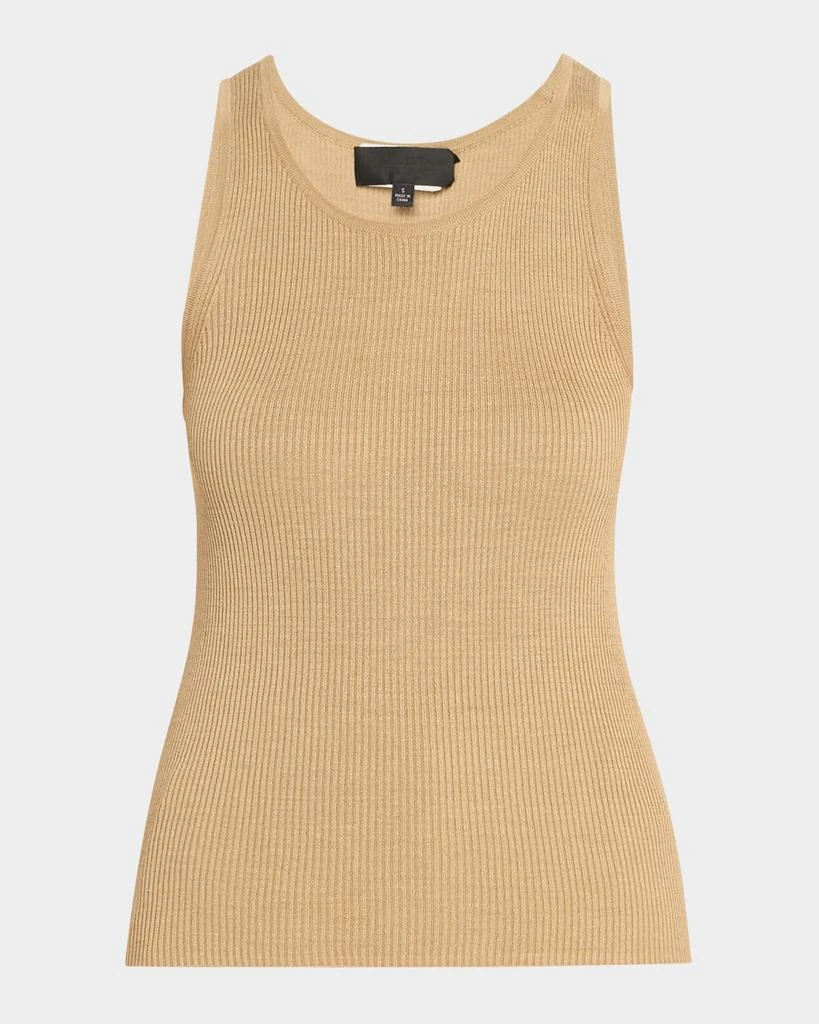 Nili Lotan Lottie Scoop-Neck Tussah Silk Rib Tank Top 1