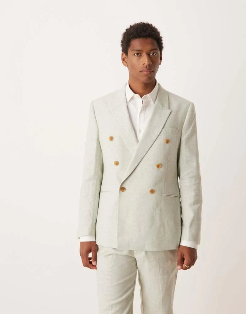 Shop ASOS DESIGN double breasted linen blend regular suit jacket in mint  green on Sale at BeyondStyle  Get 32% Off ASOS DESIGN double breasted  linen blend regular suit jacket in mint