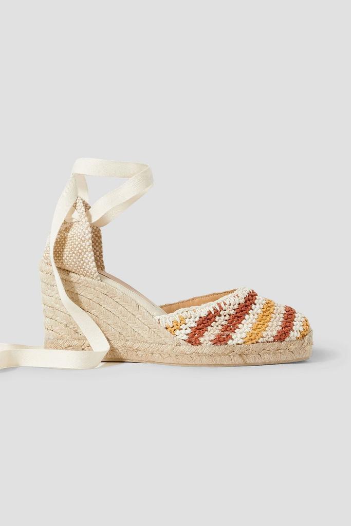 CASTAÑER Carina 80 canvas and crochet-knit wedge espadrilles