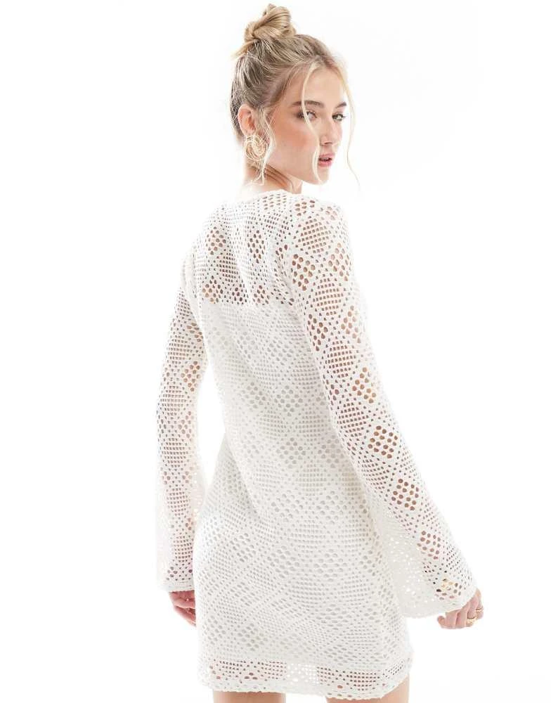 New Look New Look crochet long sleeve mini dress 2