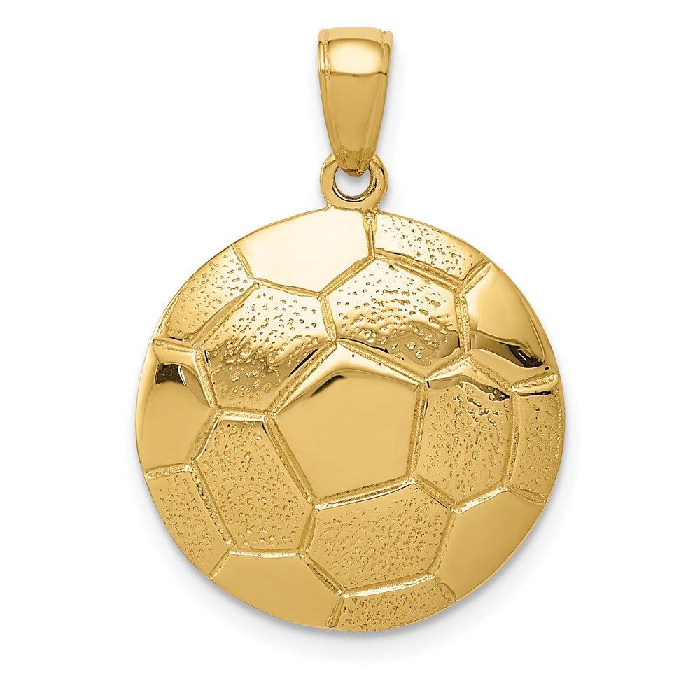 Diamond2Deal 14k Yellow Gold Large Domed Soccer Ball Pendant