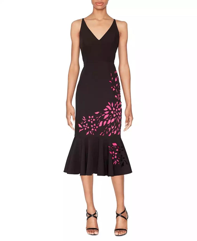 WHITE TIE by Shani Shani Women's Laser Cut Flounce-Hem Midi Dress 1
