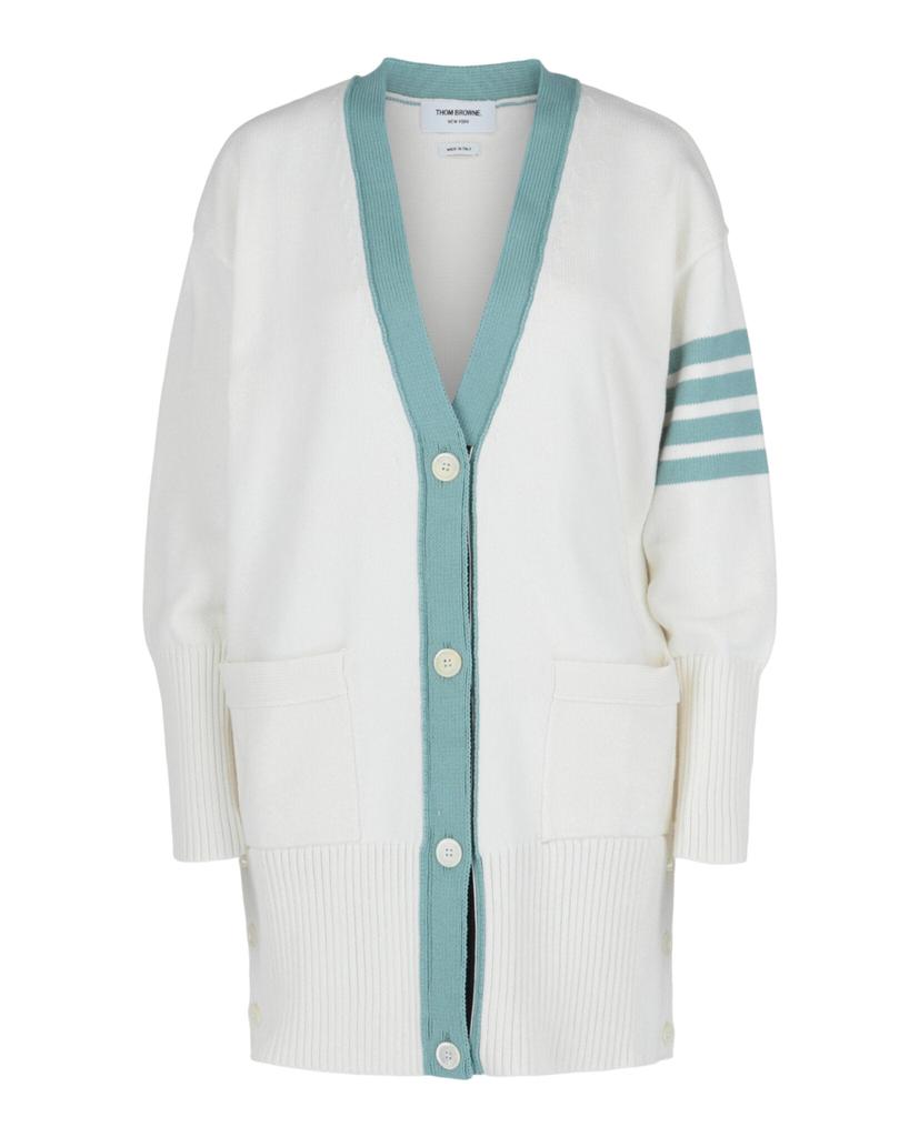 Thom Browne Cotton 4-Bar Oversized V-Neck Cardigan