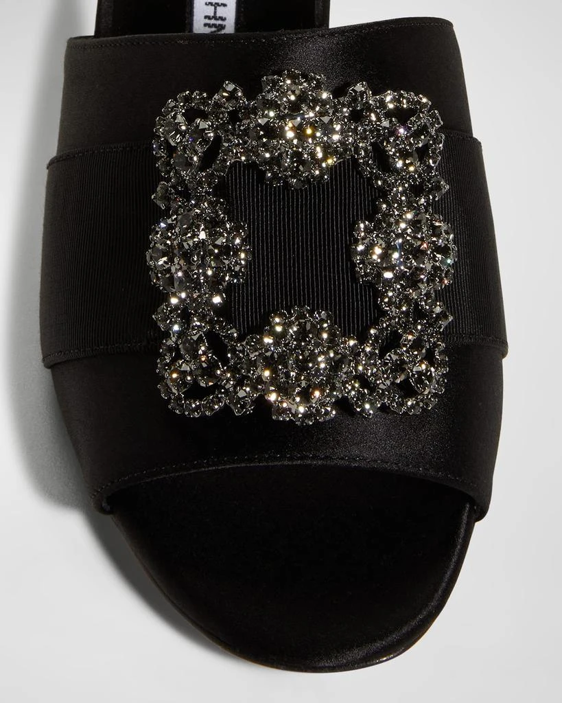 Manolo Blahnik Marta Crystal Buckle Silk Sandals 7