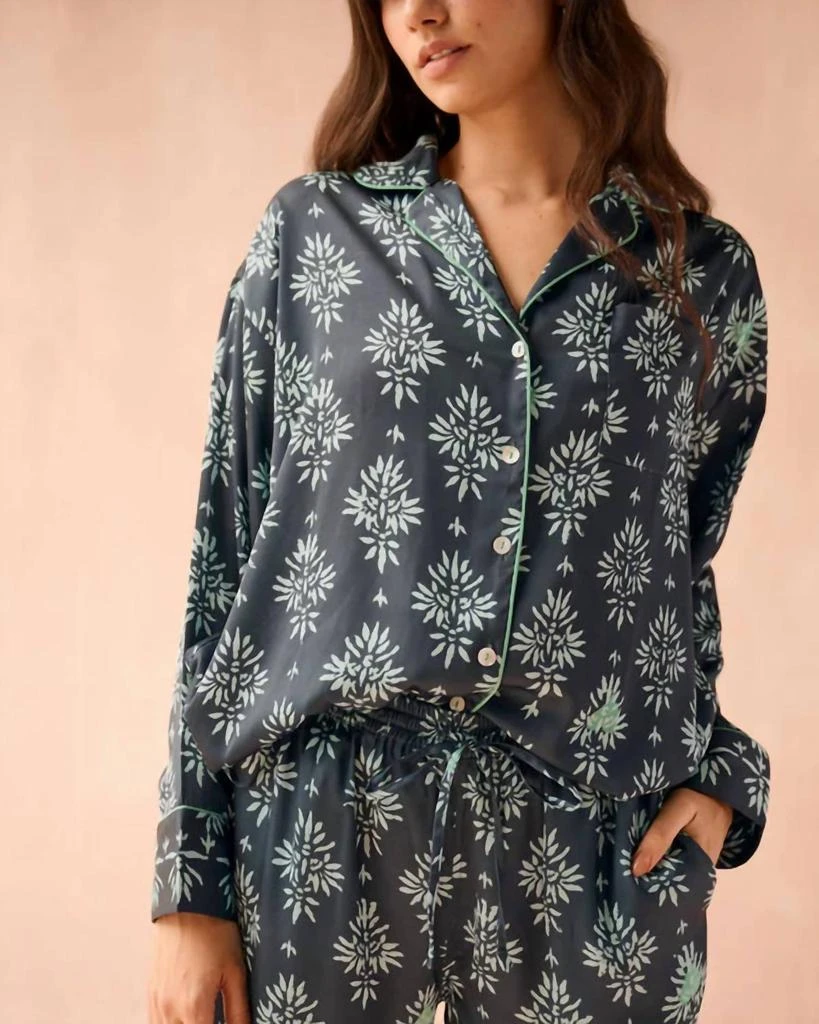 OMIKA Long Sleeve Pj Pant Set In Goa Lotus Ink 4