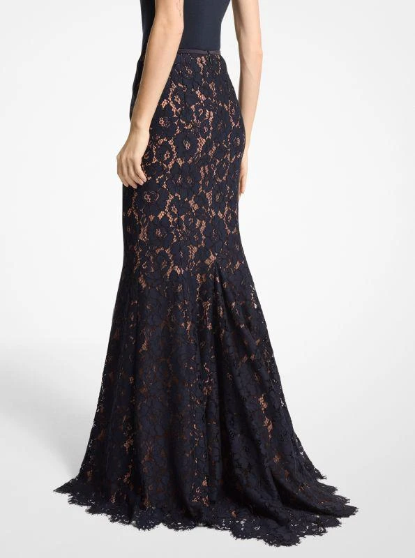 Michael Kors Cotton Blend Floral Lace Fishtail Skirt 2