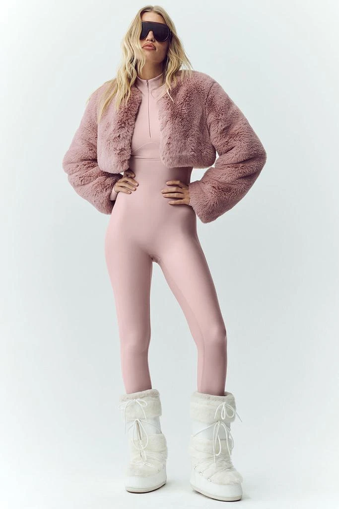Alo Faux Fur Chic Cropped Jacket - Pink Champagne 6
