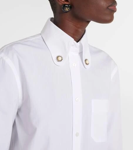 Valentino Faux pearl-embellished cotton poplin shirt 4