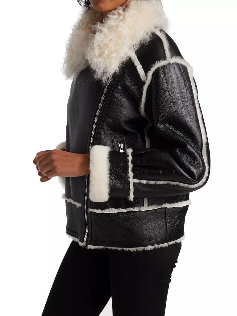 Maximilian Leather Shearling-Trimmed Moto Jacket 4