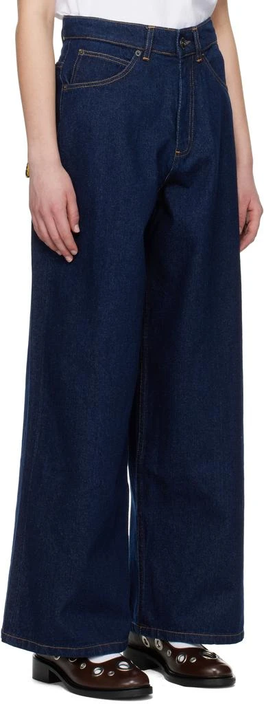 Charles Jeffrey Loverboy Navy Knit Patch Wide Leg Jeans 2
