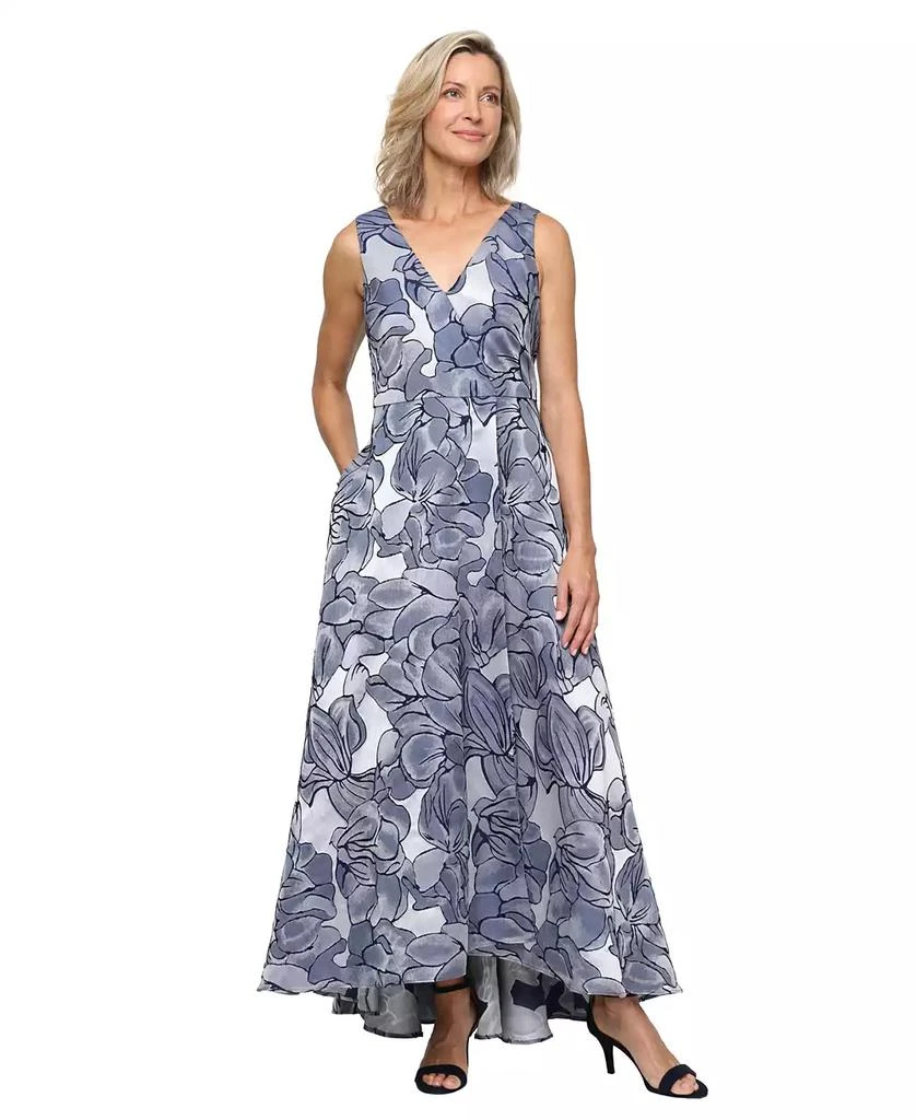 SL Fashions Petite V-Neck Sleeveless Ball Gown