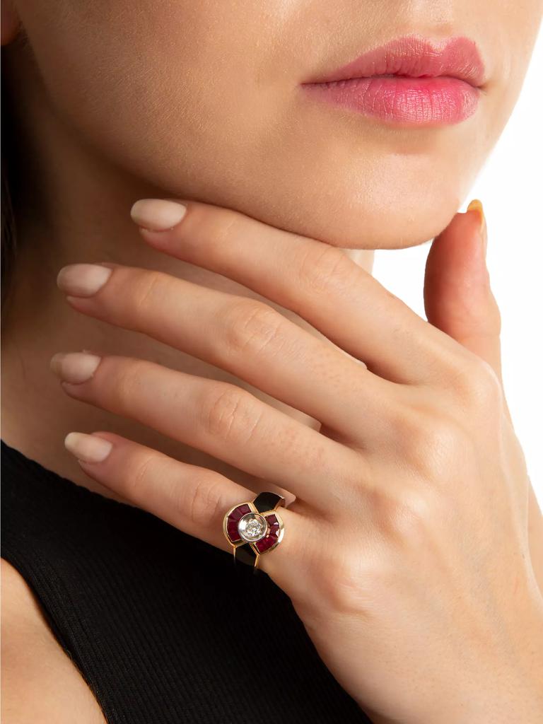 Melis Goral Reflection 14K Gold, Diamond & Ruby Ring