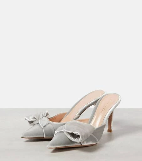 Gianvito Rossi 85 bow-detail velvet mules 4