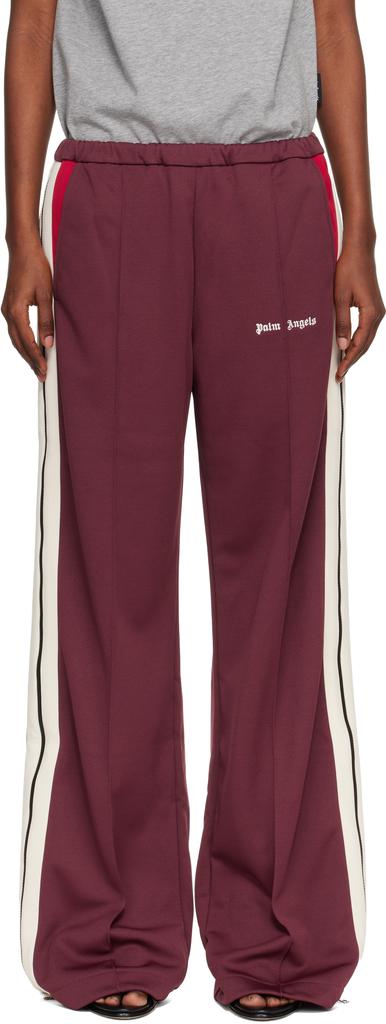 Palm Angels Burgundy Colorblock Zip Track Pants