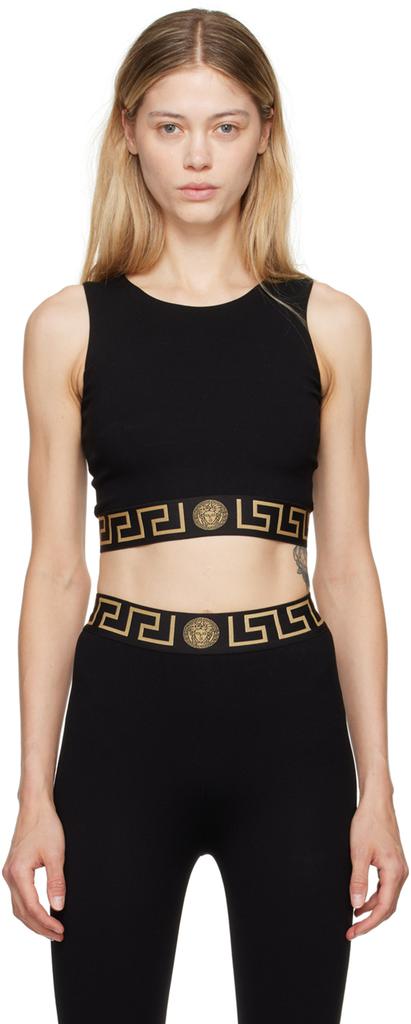 Versace Black Greca Border Sport Bra